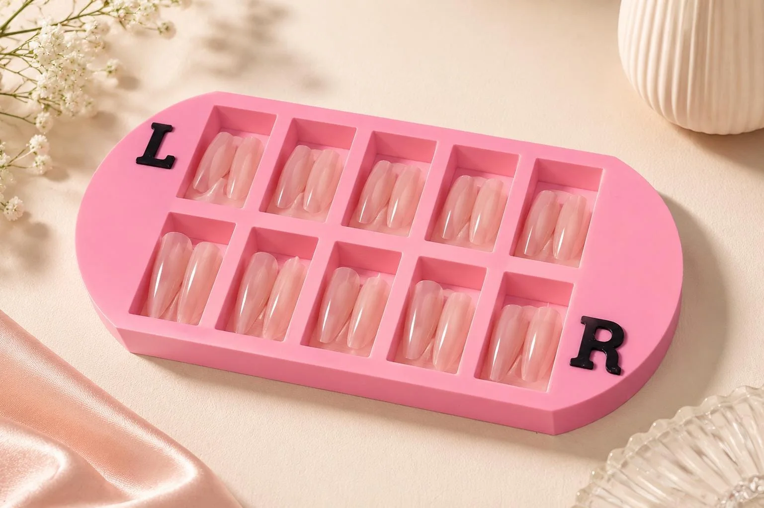 10-Compartment Press-On Nail Display Tray, 3D printed in PLA
