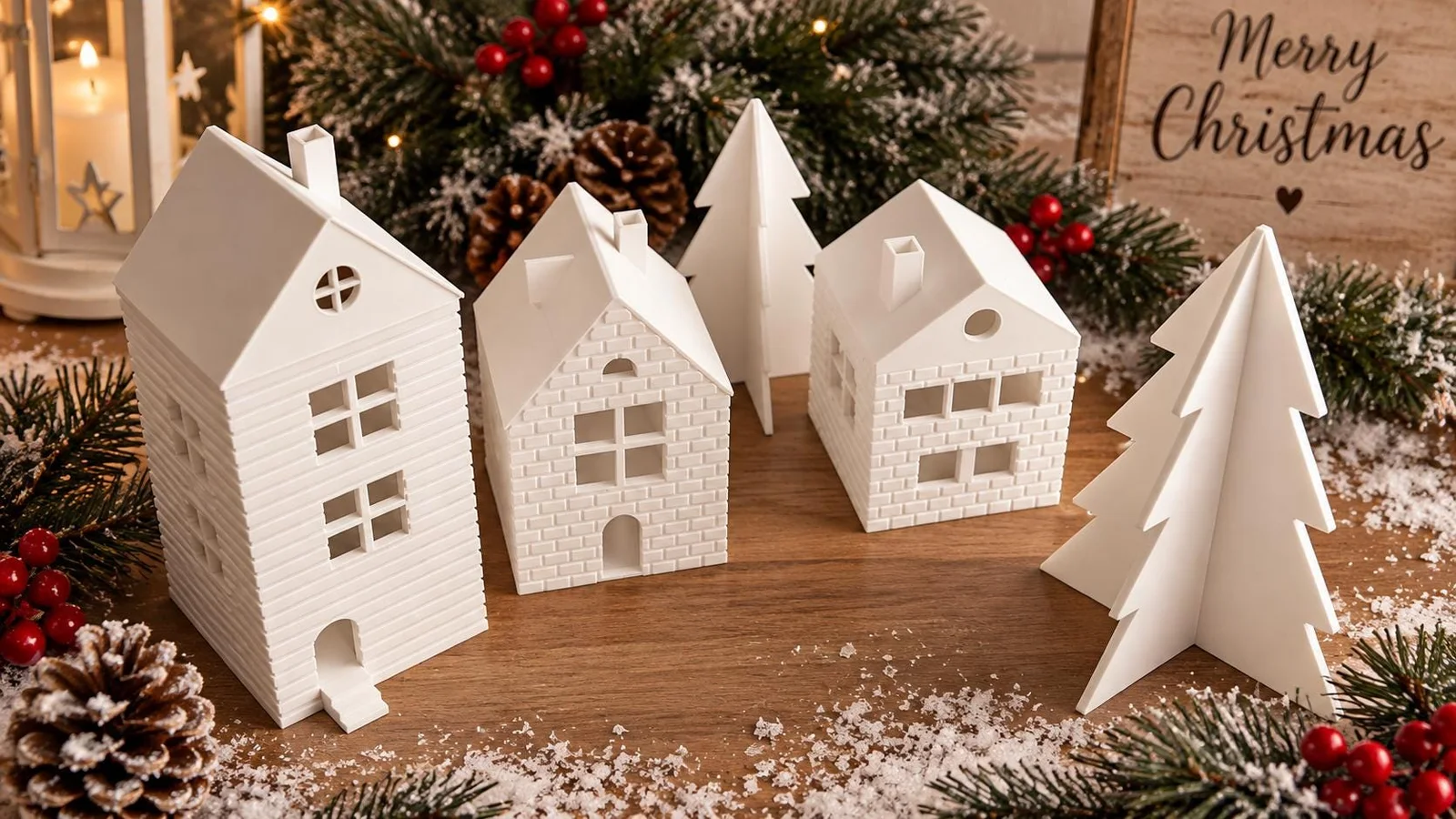 3D Printed Christmas Village Set, 3D printed in PLA