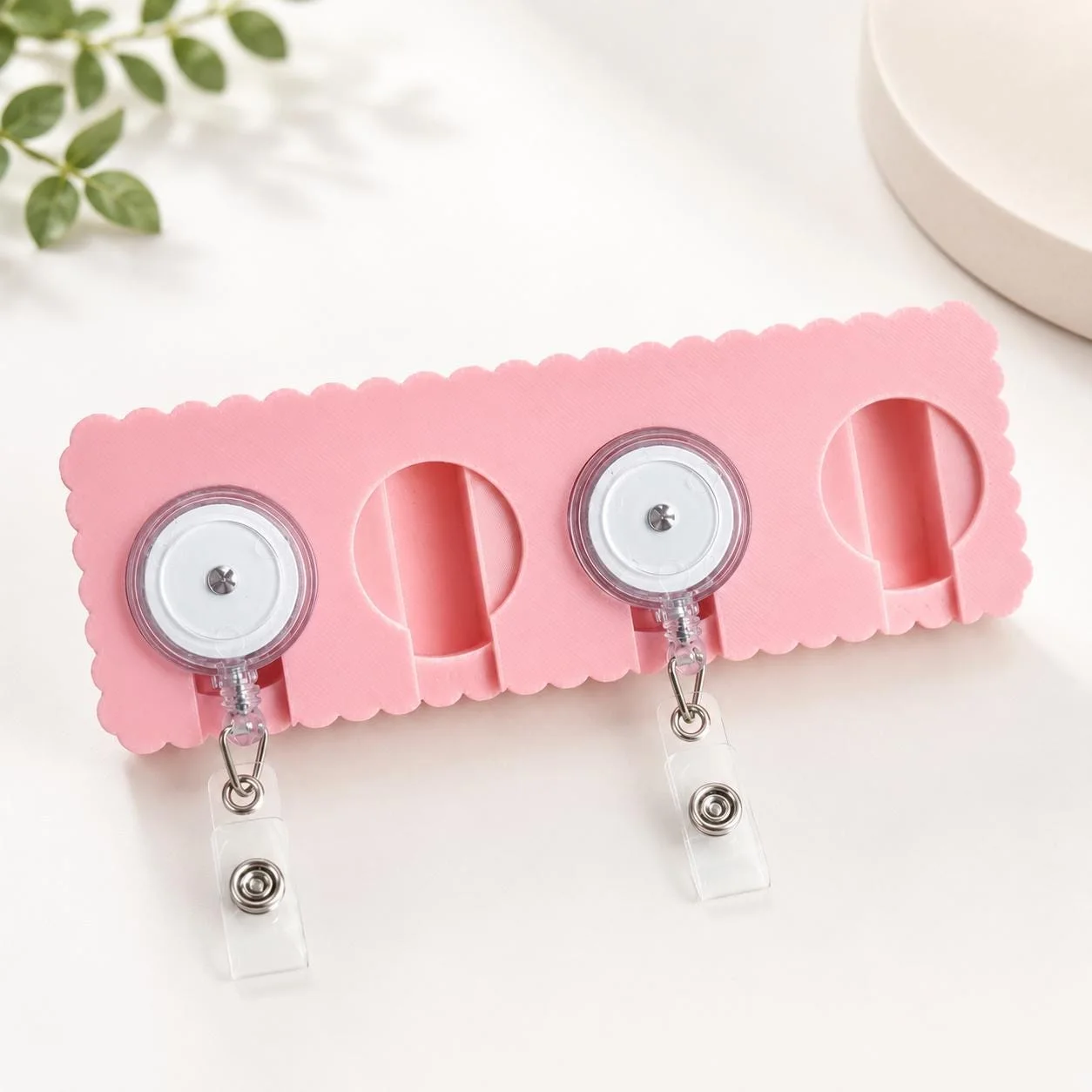 4-Slot Badge Reel Assembly Jig, 3D printed in PLA