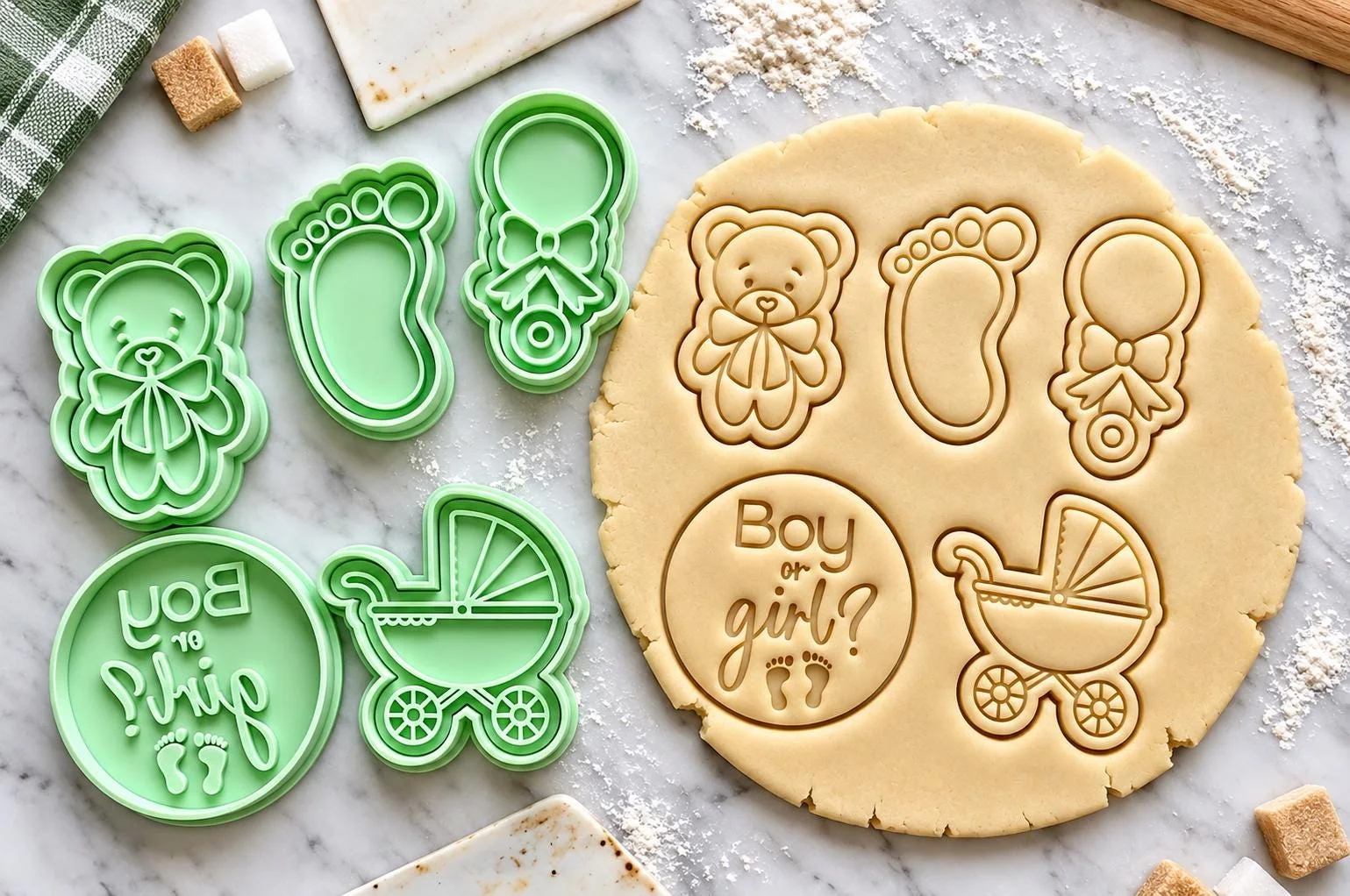 Baby Shower Cookie Cutter Set, 3D printed in PLA