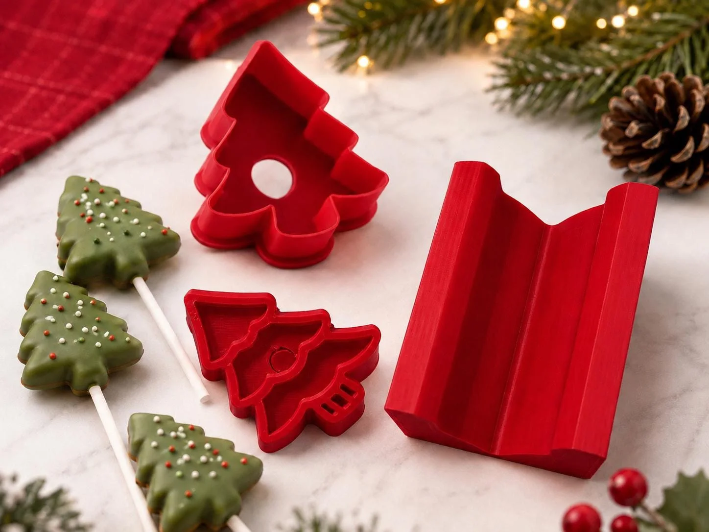 Christmas Tree Cake Pop Mold, 3D printed in PLA