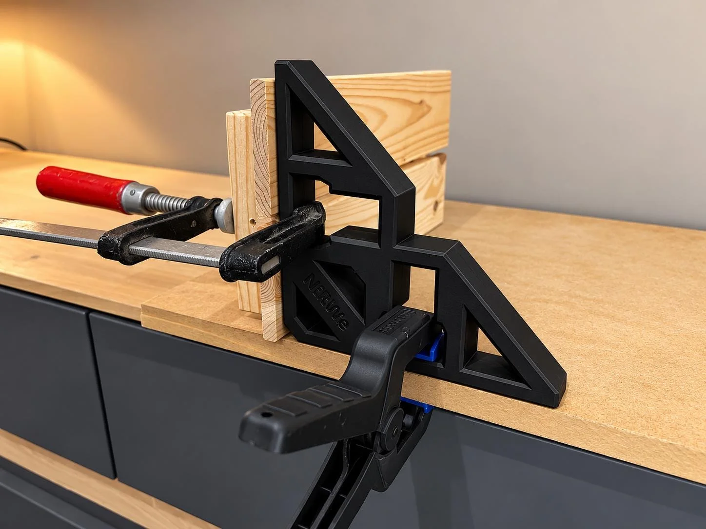 Compact 90 Degree Clamp Mounting Jig, 3D printed in PLA