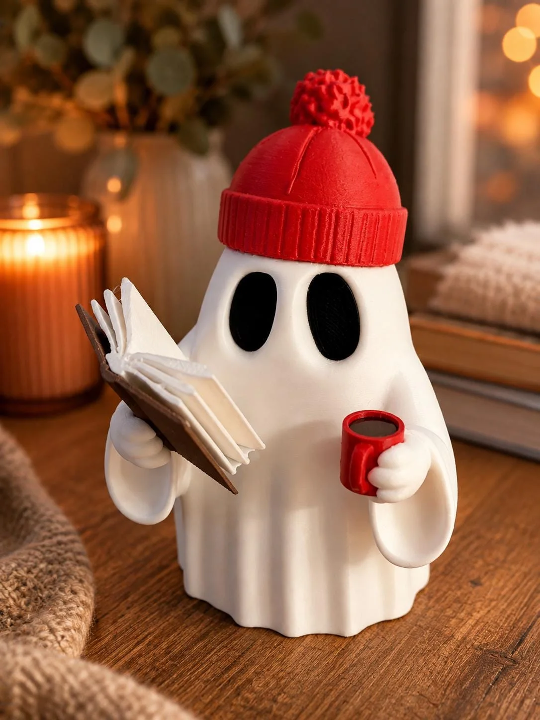 Ghost Reading Buddy, 3D printed in PLA