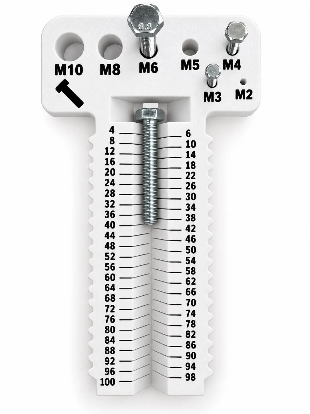 Metric Screw Bolt Gauge Tool, 3D printed in PLA