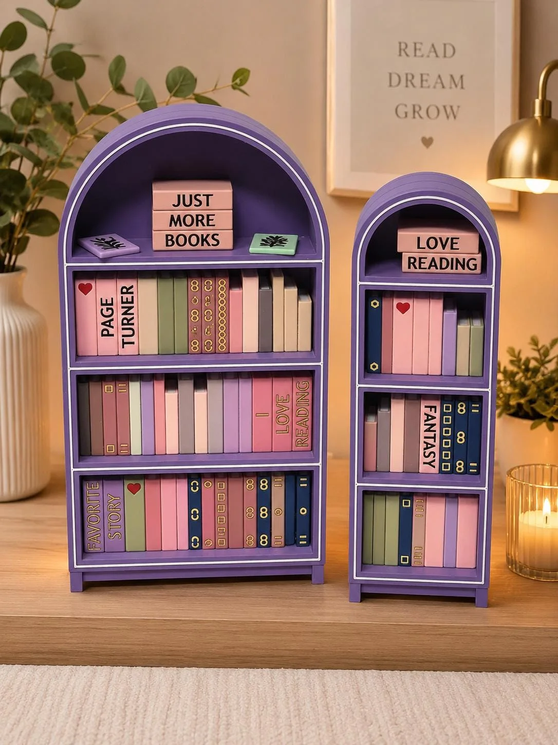 Miniature Arched Bookshelf Decor, 3D printed in PLA
