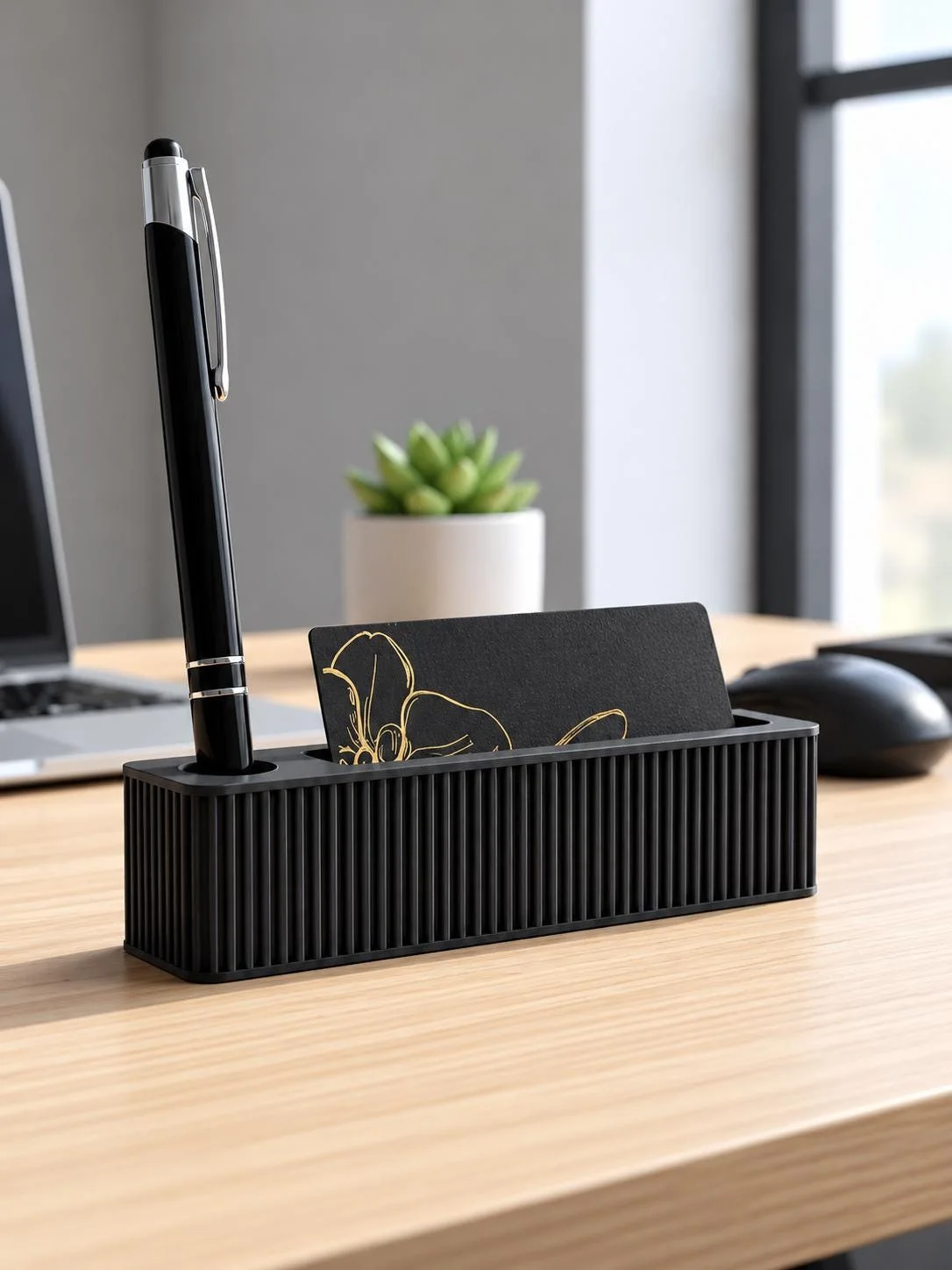 Modern 3D Printed Business Card & Pen Holder, photo 2 of 6