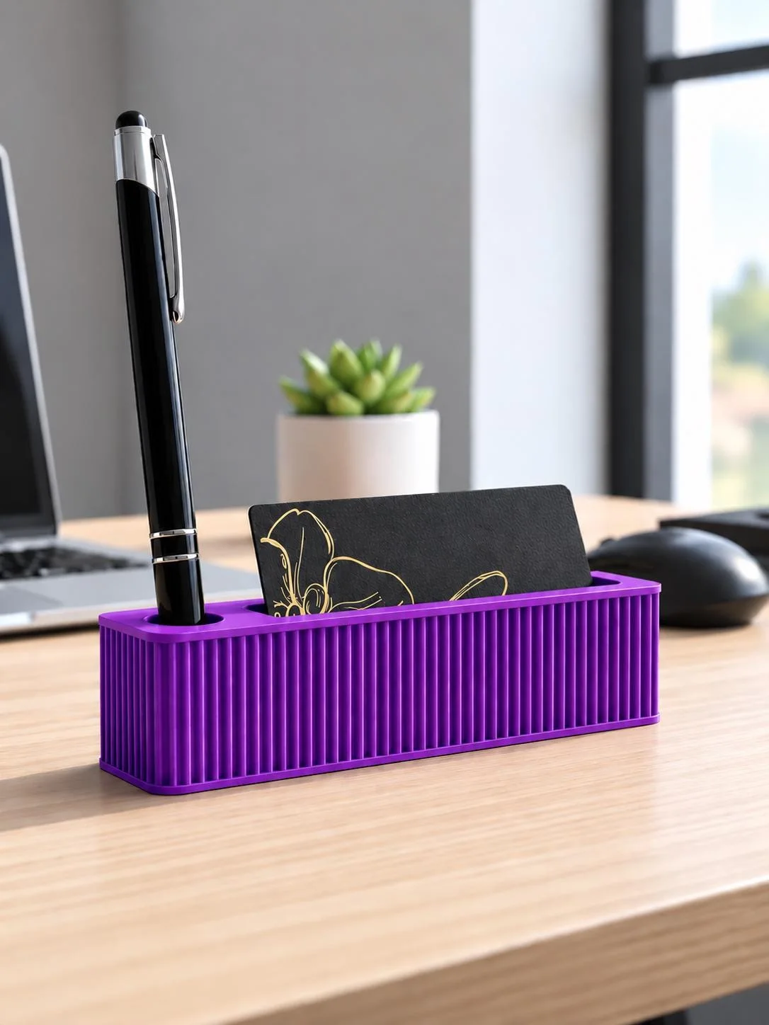 Modern 3D Printed Business Card & Pen Holder, photo 6 of 6