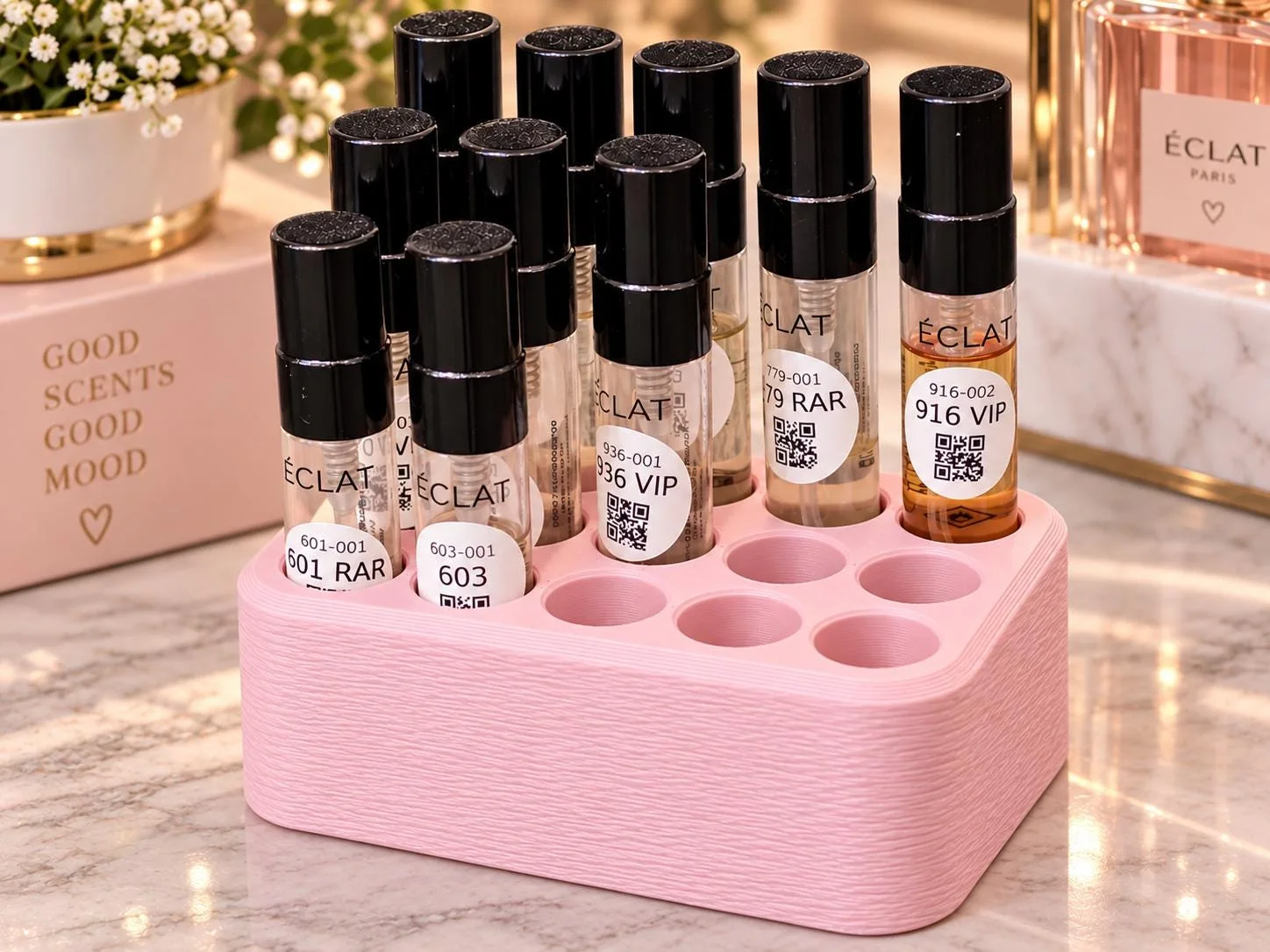 Perfume Sample Holder, 3D printed in PLA